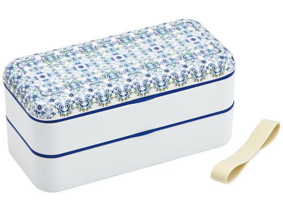 Two Tier - 【お取り寄せ】スケーター シンプルランチボックス 2段 天平文様夢幻濃青 900ml お弁当箱 お弁当 キッチン雑貨