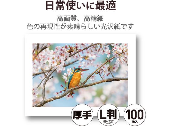 JET PRICEの【お取り寄せ】エレコム 写真用光沢紙 厚手 L判 100枚 EJK-HQL100 写真サイズ インクジェット用紙 光沢紙｜アングル2