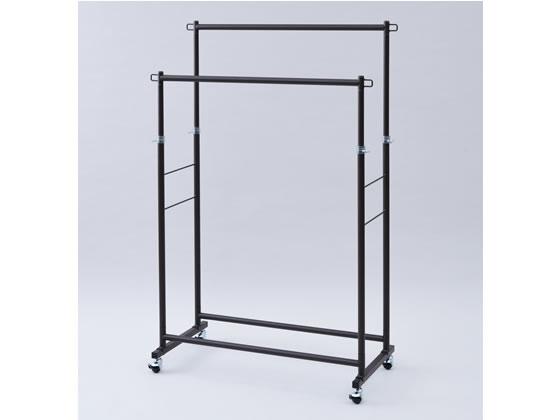 【お取り寄せ】YAMAZEN ハンガーラック ダブル ダークブラウン DDSH-W(DBR) ポールハンガー パイプハンガー 衣料収納 収納家具 インテリア 収...