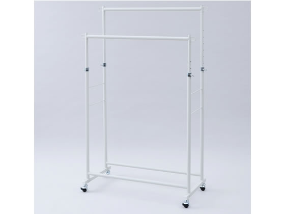 【お取り寄せ】YAMAZEN ハンガーラック ダブル スモークホワイト DDSH-W(SMW) ポールハンガー パイプハンガー 衣料収納 収納家具 インテリア ...