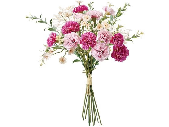 【仕様】●サイズ：カーネ径4〜4．5×L34×W20cm●材質：ポリエステル●注文単位：1束●注意事項：※造花は人の手作業で作られており、一つ一つに生のお花同様の個体差があります。シワ・ほつれ等はリペアを施してご利用ください。※お花・実・葉は茎から取れる仕様になっているものが大半です。お届け時に取れてしまっている場合は付け戻してご利用下さい【備考】※メーカーの都合により、パッケージ・仕様等は予告なく変更になる場合がございます。【検索用キーワード】MAGIQ　造花　アーティフィシャルフラワー　アートフラワー　シルクフラワー　カーネーション　X552NDサイズ：カーネ径4〜4．5×L34×W20cm
