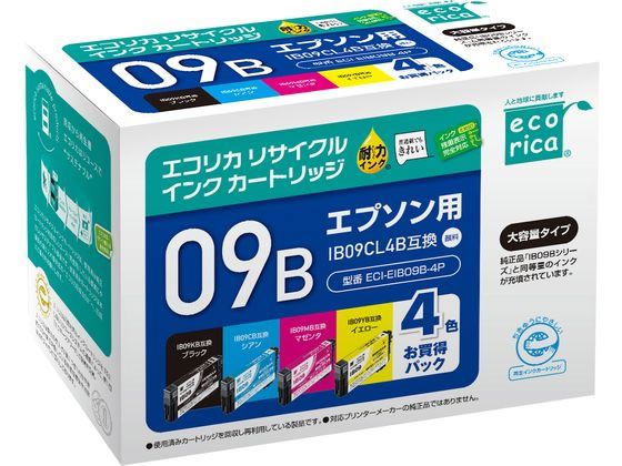 エコリカ リサイクルインク 4色パック ECI-EIB09B-4P エプソン EPSONマルチパック エコリカ リサイクルインクカートリッジ トナー