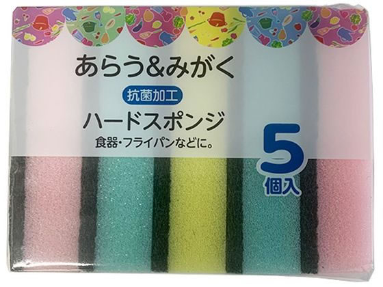 有本カテイ ハードスポンジ 5個入 スポンジタワシ クリーンナップ キッチン消耗品