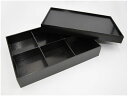 【お取り寄せ】パックスタイル 重箱 黒漆貼箱 260-180 六ツ仕切 40個