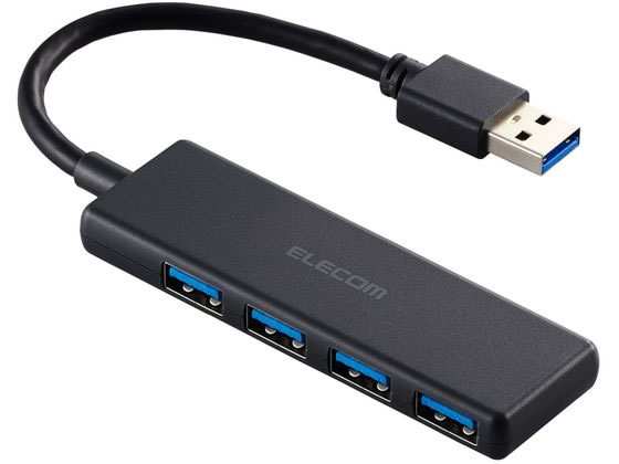 エレコム USBハブ A×4 USB3.2 ブラック U3H-H040BK USBハブ ドッキングステーション PC周辺機器 パソコ..