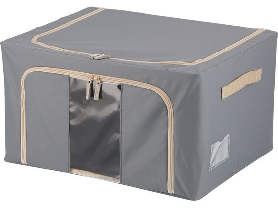 不二貿易 窓付&積み重ね収納ボックス 55L グレー 63515 衣装収納 収納 日用雑貨