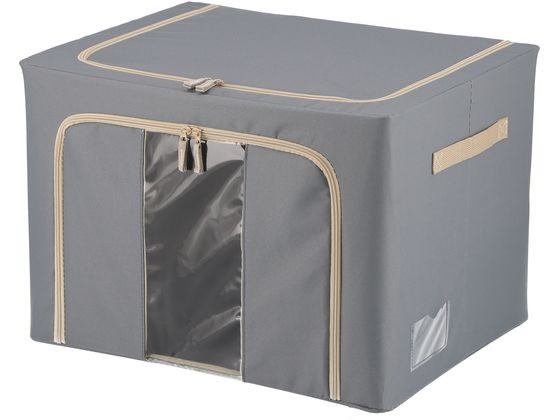 不二貿易 窓付&積み重ね収納ボックス 72L グレー 63519 衣装収納 収納 日用雑貨