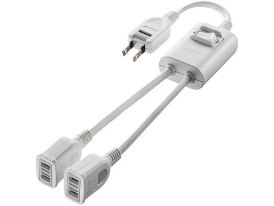 ~2 Holes - 【お取り寄せ】サンワサプライ 一括集中スイッチ付き電源延長コード TAP-EX2SWW コード付き電源タップ2ピン 電源タップ OAタップ 配線パーツ 家電