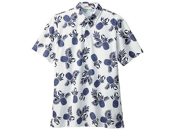 【お取り寄せ】ボンマックス アロハポロシャツパイナップル ホワイト 4L FB4548U-15 ポロシャツ 半袖 シャツ Tシャツ トレーナー ユニフォーム