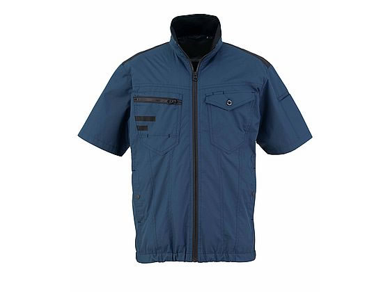【お取り寄せ】ビッグボーン 冷蔵服4半袖ジャケット ネイビー F TH604-56 空調風神服用 半袖 ウェア単体 ファン付きウェア ユニフォーム