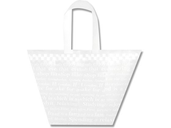 【商品説明】フィルム材質が厚み0．06mmの手提げポリ袋です。「プラスチック製買物袋有料化制度」の対象外とすることが可能で、本体1枚1枚に厚みのある丈夫な袋であることを明記しています。台形を逆さにしたフォルムで、花束や鉢物などにおすすめです。スタイリッシュな半透明のフロストタイプ。【仕様】●カラー：チェッカー●サイズ：厚0．06×上幅600（下幅300）×高400＋底マチ180mm●材質：HDPE　ナチュラル原反●入数：20枚●両面印刷【印字内容】この袋の厚みは50マイクロメートル（ミクロン）以上です。ご使用後も繰り返し袋としてご利用下さい。【備考】※メーカーの都合により、パッケージ・仕様等は予告なく変更になる場合がございます。【検索用キーワード】シモジマ　しもじま　ヘイコー　へいこー　HEIKO　手提げポリ袋　Yバッグ　M　チェッカー　表記入り　20枚　006632871　業務用　ぎょうむよう　業務　ぎょうむ　店舗　てんぽ　店　みせ　通販　おすすめ　シモジマ　Shimojima　オリジナル　ブランド　ヘイコー　heiko　スワン　swan　飲食店　カフェ　レストラン　使い捨て　使い捨て容器　テイクアウト　デリバリー　食品　容器　ストック　持ち帰り　イベント　業務用　店　花屋　フラワーショップ　持ち帰り　手提げ　ポリ袋　ビニール袋　花束　鉢物　1袋　20枚　手提袋　ポリ手提袋　X211PD