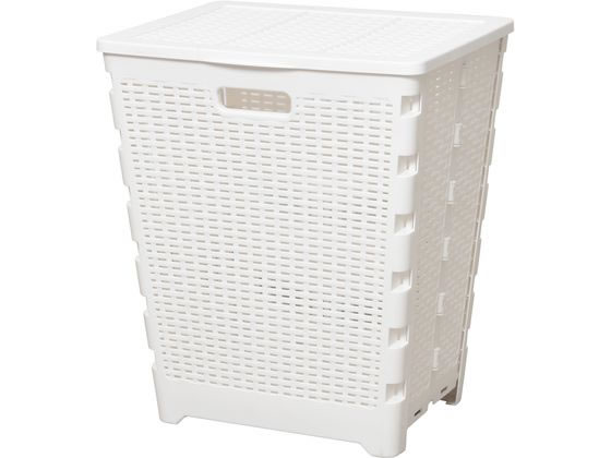 Rattan - 【お取り寄せ】清水産業 折りたためるランドリーボックス ホワイト 洗濯物カゴ ホワイト シンプル 洗濯物入れるカゴ 洗濯物用バスケット 洗濯 清掃 清掃