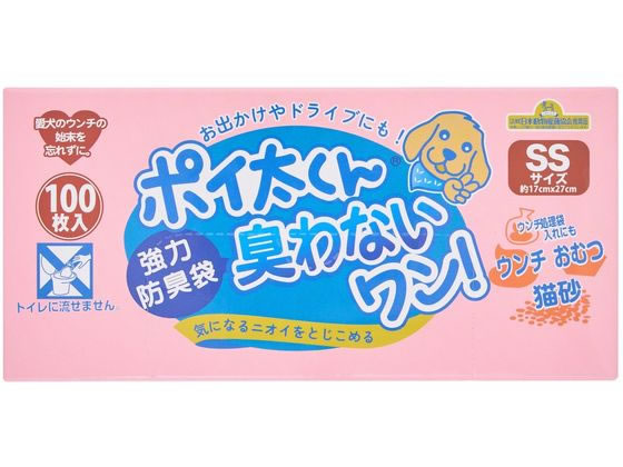 【商品説明】7層構造の袋が気になるニオイを閉じ込めます。ウンチはもちろん、おむつや猫砂、ウンチ処理袋入れにも最適！お出かけやドライブにも。【仕様】●材質：ポリエチレン他●商品サイズ：約17×27cm●耐冷温度：−20℃【備考】※メーカーの都合により、パッケージ・仕様等は予告なく変更になる場合がございます。【検索用キーワード】ふぇにっくす・あいんつぇる　ポイ太くん臭わないワン！　SS　100枚　臭わないわん　ウンチ袋　うんち袋　100枚　散歩　旅行　トイレに流せる　散歩用袋　さんぽ用袋　処理袋　マナー袋　ウンチ処理袋　うんち処理袋　ぽいた　ポイタ　ぽい太　ぽいたくん　ポイタくん　ぽい太くん　ペット用　SSサイズ　防臭　ペット用品　トイレタリー　共通トイレ用品　X248RU強力防臭袋！