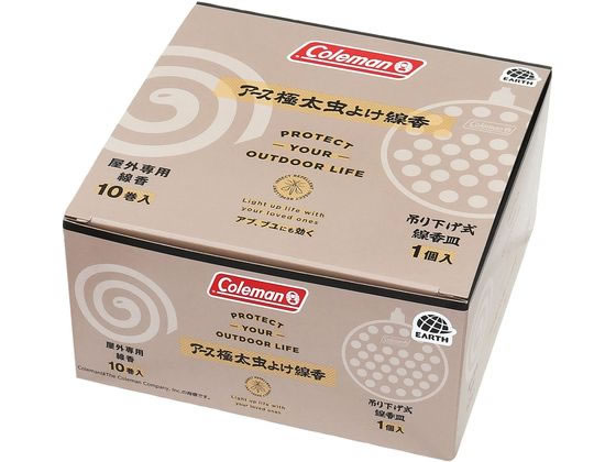 アース製薬 アース極太虫よけ線香コールマン 線香皿付 箱入 10巻