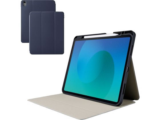 【お取り寄せ】エレコム iPad Air ケース 13インチ マグネット式 ネイビー TB-A25XSANV タブレットケース カバー タブレット関連品 ス..