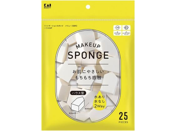 【お取り寄せ】貝印 ファンデーションスポンジ バリュー(SBR)ハウス 25P KQ3300 コットン スポンジ メイクアップ スキンケア