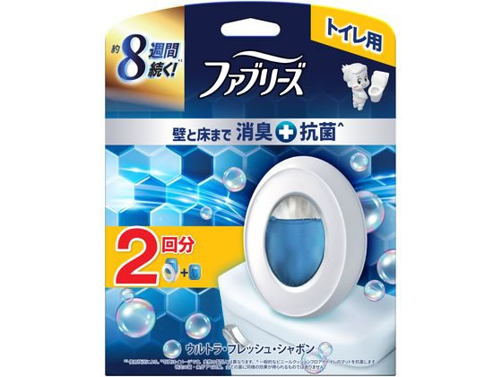 P&G ファブリーズ トイレ用消臭剤+抗菌 ウルトラフレッシュシャボン 2回分 置き型タイプ 消臭 芳香剤 ..