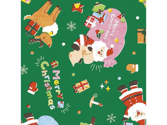 【お取り寄せ】ササガワ 包装紙 ノエルギフト緑 半才判 49-3073 包装紙 包装 ラッピング