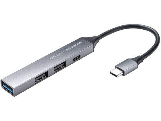 【お取り寄せ】サンワサプライ USB Type-C 4ポートコンボ 超スリムハブ USB-5TC27GM USBハブ ドッキングステーション PC周辺機器 パソコン 家電