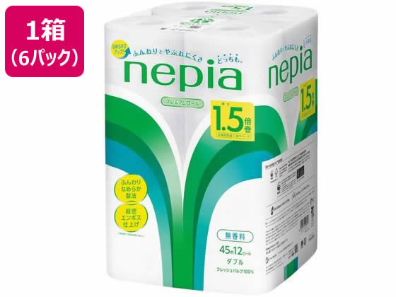 ネピア トイレットロール 1.5倍 12ロール ダブル 45m×6パック トイレットペーパー 大量 無香料 大容量 業務用 トイレペーパー トイレットペーパー