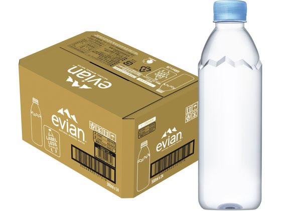 エビアン ラベルレス 500mL 24本 ミネラルウォーター 硬水 水 飲料