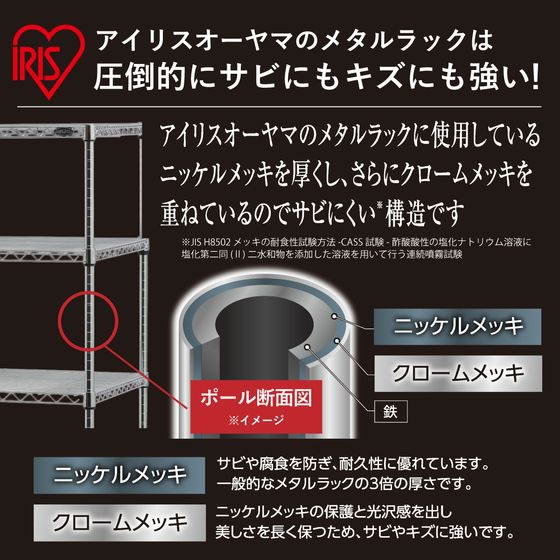 【お取り寄せ】アイリスオーヤマ カラーメタルラック ウッドボード付4段 幅550mm ホワイト [2]