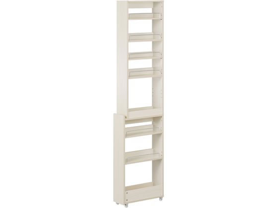 【お取り寄せ】アイリスオーヤマ キッチン隙間収納ラック ホワイト W160×D445×H1810mm 棚 台 ラック メッシュ ワゴン 収納 厨房 キッチン テーブル