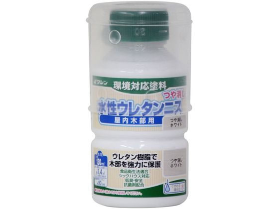 【商品説明】臭いが少なく、扱いやすい水性塗料です。乾くと硬い塗膜ができるので、実用的なものにも使えます。カラーバリエーションとして、色付きのつや消しシリーズが追加されました。用途：木工作品、組立家具、屋内の木部（床、手すり、窓わくなど）。【仕様】●商品サイズ（約）：縦幅54×横幅54×高さ106mm●商品重量（約）：0．17kg●容量：130ml●カラー：つや消しホワイト●塗り面積（2回塗りした場合の目安／約）：1．4m2／畳0．9枚●乾燥時間：約90分／20℃●ホルムアルデヒド放散等級：F☆☆☆☆●水性ウレタン系エマルション塗料●うすめ液：水　（原液のままでも使用できます）【備考】※メーカーの都合により、パッケージ・仕様等は予告なく変更になる場合がございます。【検索用キーワード】和信ペイント　＃800339　水性ウレタンニス　艶消WH　130ml　＃800339　X538SP臭いが少なく、扱いやすい水性塗料です。