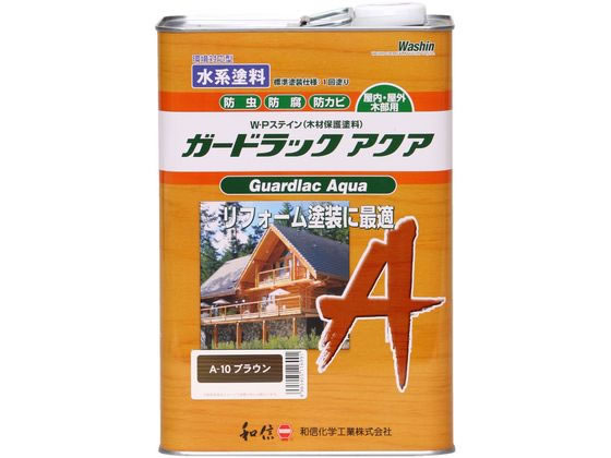 【商品説明】主な用途：ウッドデッキ、ガーデンテーブル、プランターなどの屋外木部【仕様】●サイズ（横×縦×高さ）：180mm×106mm×270mm●重量：3．9kg【備考】※メーカーの都合により、パッケージ・仕様等は予告なく変更になる場合がございます。【検索用キーワード】和信ペイント　ガードラックアクア　ブラウン　3．5kg　952240　X580SP1回塗りで優れた着色力、塗り替えやメンテナンスに最適