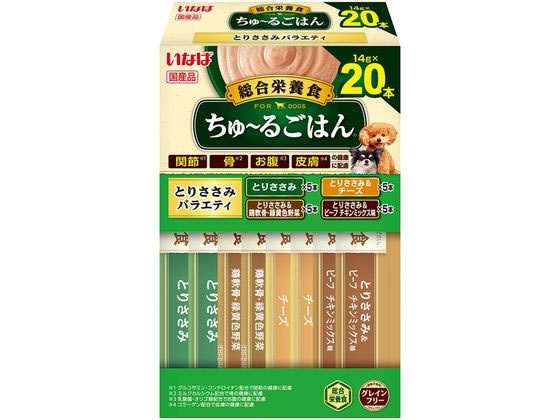 【お取り寄せ】いなばペットフード ちゅーるごはん とりささみバラエティ 14g×20P おやつ 犬 ペット ドッグフード