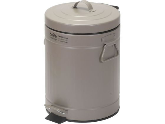 【お取り寄せ】LIV PLUS Boite トラッシュカン ふた付 ペダル式 5L ブラウン ペダルオープンタイプ ゴミ箱 ゴミ袋 清掃