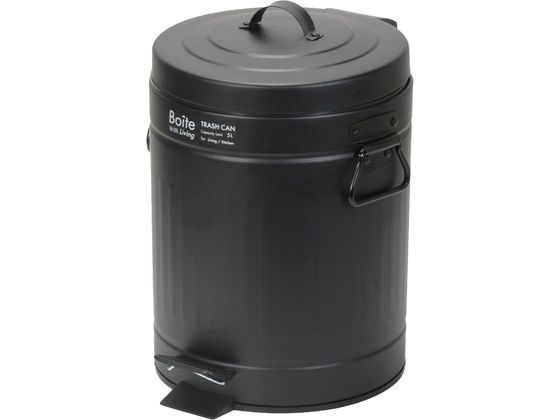 【お取り寄せ】LIV PLUS Boite トラッシュカン ふた付 ペダル式 5L ブラック ペダルオープンタイプ ゴミ箱 ゴミ袋 清掃