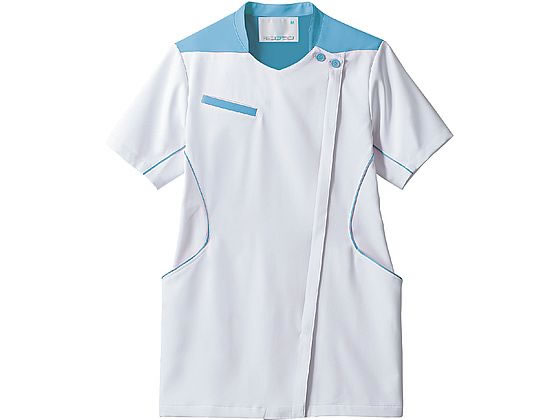 【お取り寄せ】住商モンブラン ジャケット レディス 白／ウォームブルー L MJ058-0104 白衣ジャケット 医療服 ユニフォーム