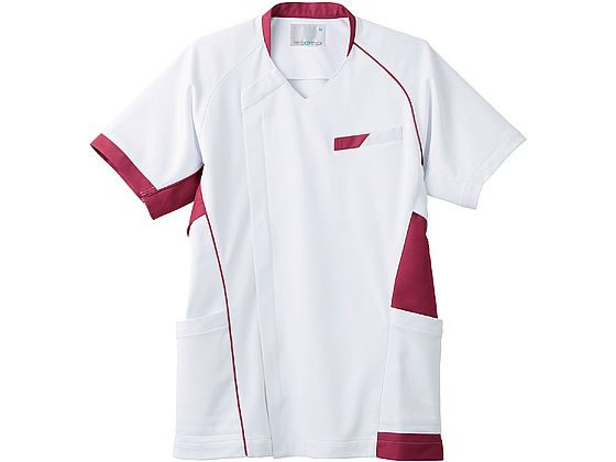 【お取り寄せ】住商モンブラン スクラブ兼用 半袖 白／バーガンディL MS401-0173 スクラブ 医療服 ユニフォーム
