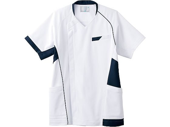 【お取り寄せ】住商モンブラン スクラブ 兼用 半袖 白／ネイビー S MS401-0183 スクラブ 医療服 ユニフォーム