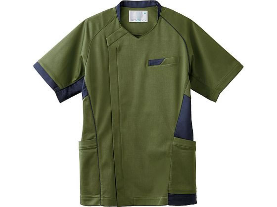 【お取り寄せ】住商モンブラン スクラブ兼用 半袖 オリーブ／ネイビーL MS401-3283 スクラブ 医療服 ユニフォーム
