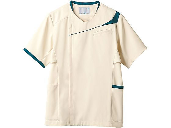 【お取り寄せ】住商モンブラン スクラブメンズ 半袖 アイボリー／アクアマリンM MS854-0549 スクラブ 医療服 ユニフォーム