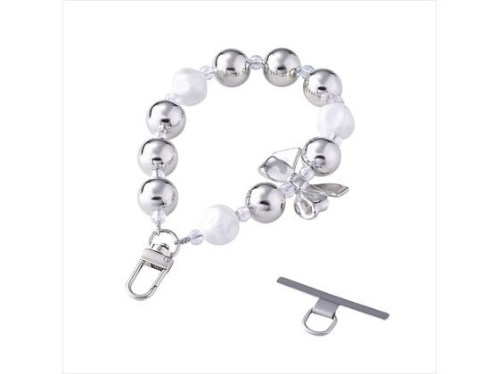 【お取り寄せ】エレコム スマホハンドストラップ 大玉ビーズ シルバー P-STHBESV スマートフォン関連品 スマホ タブレット関連品