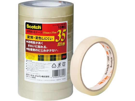 3M �����å� Ʃ��Ǵ��ơ��� 3����� ��15mm��Ĺ��35m 10�� 500-3-1535-10P �����ϥ�ơ��� Ʃ���ơ��� ����ơ��� �ڤ� Ž�� α��� ʸ�� ��̳