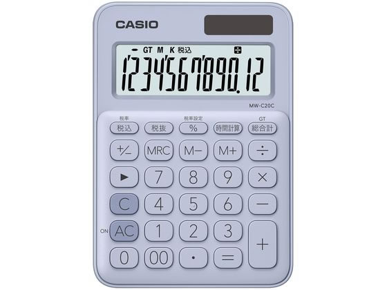 カシオ カラフル電卓 ミニジャストタイプ 12桁 ペールブルー MW-C20C-LB-N...