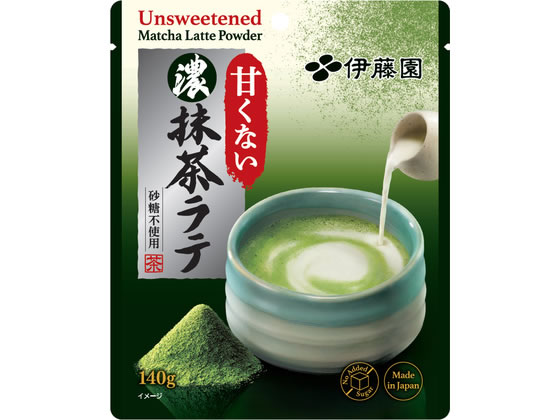 【商品説明】甘くない抹茶ラテ。抹茶の風味と乳のコクの　ベストバランス。伊藤園の茶師が厳選した、国産抹茶を100％使用。砂糖不使用だから　自分好みの甘さに調節可能。【仕様】●注文単位：1本　●内容量：140g【備考】※メーカーの都合により、パッケージ・仕様等は予告なく変更になる場合がございます。【検索用キーワード】伊藤園　イトウエン　いとうえん　ITOEN　甘くない濃い抹茶ラテ　あまくないまっちゃらて　アマクナイマッチャラテ　140g　茶葉　ちゃば　おちゃっぱ　粉末　ふんまつ　インスタント　水出し　顆粒　まとめ買い　本　お茶　茶葉　日本茶　緑茶茶葉　茶　粉末茶　りょくちゃ　インバウンド　美味しい　国産　贅沢　ご褒美　ゆったり　砂糖不使用　風味　コク　厳選　苦み　渋み　バランス　大容量　高価　ひと息　休憩　水　お湯　牛乳　豆乳　チャック　調整　自分好み　茶師　使いやすい　手軽　抹茶　お茶　緑茶　X010SXあるようで・・・実はなかった！「甘くない」抹茶ラテ！