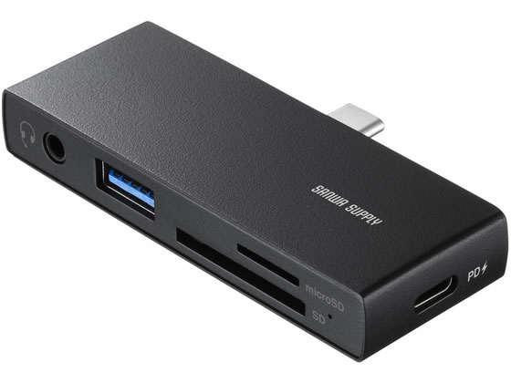 SANWA SUPPLY - 【お取り寄せ】サンワサプライ USB5Gbps Type-Cカードリーダー USB2ポート搭載 ADR-5TCSDP3BK カードリーダー バーコードリーダー PC周辺機器 パソコン 家電