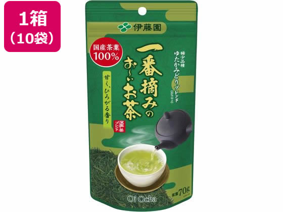 【商品説明】旨み豊かな国産一番茶を100％使用。生産量が極めて少ない「ゆたかみどり」品種をブレンド。お茶の心地良い香りを引き出す、新・後火仕上げ製法。保存に便利なチャック付きアルミスタンドパックを採用。【仕様】●注文単位：1箱（70g×10袋）【備考】※メーカーの都合により、パッケージ・仕様等は予告なく変更になる場合がございます。【検索用キーワード】伊藤園　イトウエン　いとうえん　ITOEN　おーいお茶　ゆたかみどりブレンド　ユタカミドリブレンド　70g×10本　茶葉　ちゃば　おちゃっぱ　水出し　まとめ買い　箱　お茶　茶葉　日本茶　緑茶茶葉　煎茶茶葉　茶　りょくちゃ　せんちゃ　水出し　お湯出し　国産　国内　100％　急須　美味しい　旨み　高級　高価　品質　一番茶　香り　滋味　美味しい　旨み　団らん　ひと息　保存　便利　チャック　飲み切り　使い切り　小容量　お茶　緑茶　X434SX一番摘み緑茶100％