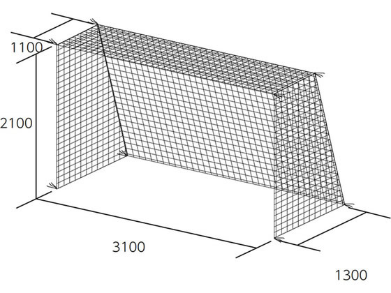 其它 - 【お取り寄せ】TOEI LIGHT トーエイライト フットサル・ハンドゴールネット 亀甲目 2張1組 ポリエステル無結節 275T 90本