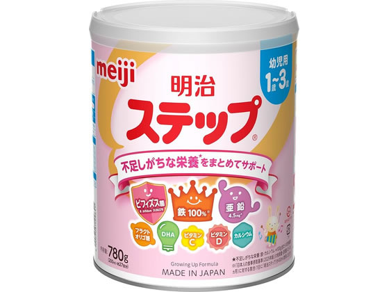【商品説明】1〜3歳のお子さまに特に大切で、不足しがちな鉄・カルシウム・ビタミンC・ビタミンDを400mlで1日に必要な量の100％摂取できる。10種のビタミン、亜鉛は70％サポート※「日本人の食事摂取基準（2025年版）」の推奨量・目安量（12−36ヵ月）に対する割合（1日に「明治ステップ」を400ml飲用したとき）フォローアップミルクでビフィズス菌と亜鉛の両方摂取できる。【仕様】●注文単位：1缶【備考】※メーカーの都合により、パッケージ・仕様等は予告なく変更になる場合がございます。【検索用キーワード】明治　ステップ　780g　明治　メイジ　めいじ　MEIJI　明治　ステップ　粉ミルク　赤ちゃん　ミルク　栄養　ビフィズス菌　亜鉛　ビタミン　カルシウム　明治　ステップ　780g　ベビーケア　フード、ドリンク　X955TB1〜3歳の不足しがちな栄養をまとめてサポート！