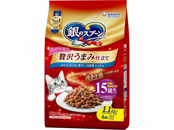 Other Wet Food - 【お取り寄せ】ユニ・チャームペットケア 銀のスプーン 贅沢うまみ仕立て 15歳頃から まぐろ・かつお・煮干し・白身魚・しらす味 1.1kg