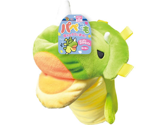 【商品説明】かわいいトリケラトプスがモチーフのパペット型のおもちゃ。えり飾りについているリボンタグが、ぴらぴら揺れる事でわんちゃんの興味を引き立てます。口の中には鳴き笛が入っているので、口をパクパクさせた時に音が鳴り、コミュニケーション玩具としてもオススメです。※噛みグセのある子と遊ぶときは、腕などケガをしないように十分注意してください。【仕様】●材質／ポリエステル●商品使用時サイズ／220×180×280mm（手含めず）●適応種／超小型犬〜小型犬【備考】※メーカーの都合により、パッケージ・仕様等は予告なく変更になる場合がございます。【検索用キーワード】どぎーまん　ドギーマン　doggyman　DoggyMan　doggy　Doggy　パペとも　ぴらぴらトリケラトプス　超小〜小型犬　ペット用品　お散歩・生活グッズ・ペットハウス　犬（ドッグ）用　X513TGえり飾りにぴらぴらリボンがついた、パペットタイプのおもちゃ。