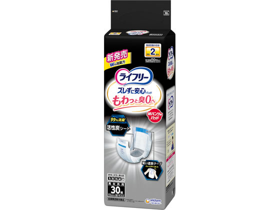 【商品説明】ライフリー紙パンツ用パッド、消臭タイプ！（1）活性炭シートが臭いを強力吸着！（2）臭い遮断テープがもわっとした臭いを遮断！（3）前後のズレ止めテープが紙パンツにぴったりくっついて、上げ下げしてもズレない！（4）ピタっとフィット吸収体がドーム状に膨らみ身体とのすきまをつくらない！【仕様】●注文単位：1パック（30枚）●表面材：ポリオレフィン不織布、レーヨン不織布、合成ゴム吸水材：綿状パルプ、吸水紙、高分子吸水材、活性炭防水材：ポリオレフィンフィルム止着材：ポリオレフィン系合成樹脂伸縮材：ポリウレタン結合材：スチレン系エラストマー合成樹脂●外装材：ポリエチレン●日本製●医療費控除対象品【備考】※メーカーの都合により、パッケージ・仕様等は予告なく変更になる場合がございます。【検索用キーワード】ライフリー　ズレずに安心消臭　紙パンツ用　パッド2回　30枚　ユニ・チャーム　ゆにちゃーむ　unicharm　ユニ・チャーム　ライフリー　尿　消臭　モレ安心　ずれない　尿取りパッド　0　0　0　0　0　0　0　0　0　0　介護・介助用品　排泄ケア用品　X622THWの消臭力でもわっと臭0へ。