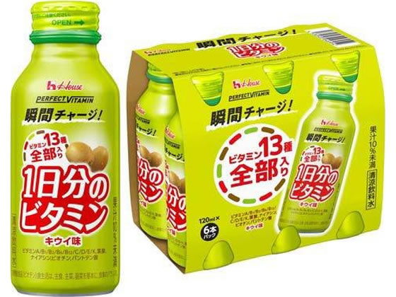 ハウス食品 1日分のビタミン キウイ味 120mL×6本 健康補助食品 健康ドリンク 栄養補助食品 栄養ドリンク 健康食品 jetprice-10745090 JET PRICE パッケージ画像