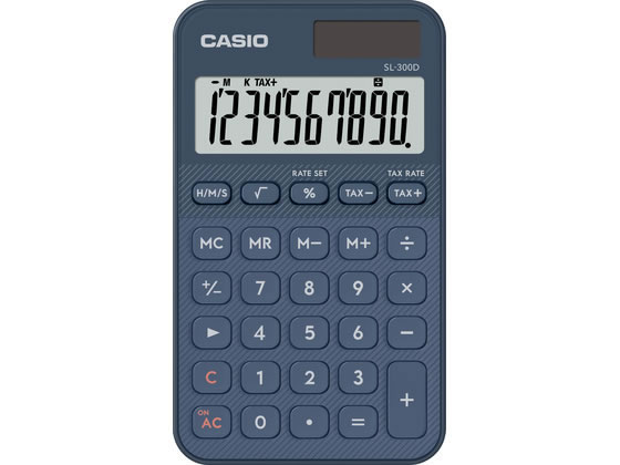 【商品説明】電卓に、選ぶ楽しさと自分らしさを。計算するための道具から、個性を映す文房具のようなパーソナルなアイテムへ。鮮やかなカラーが、毎日の計算をわくわくするひとときに。【仕様】●製品タイプ：手帳タイプ（携帯に便利）●サイズ（奥行×幅×高さ）：120　×　70　×　8．6　mm●質量：53　g●桁数：10桁●製品特長：時間計算機能、税計算（税額計算や税率の変更可能）●電源：T・W・P（ソーラー・電池の2電源）、電池　LR54　×　1、電池寿命　約3年（1日1時間使用時）、オートパワーオフ【備考】※メーカーの都合により、パッケージ・仕様等は予告なく変更になる場合がございます。【検索用キーワード】カシオ計算機　Casio　SL−300D−NY−N　SL300DNYN　電卓　計算機　手帳タイプ　小型　軽量　携帯用　カラー電卓　鮮やかカラー　コンパクト　一般・実務電卓　電卓　一般・実務電卓　X969TK鮮やかなカラーの小型軽量で携帯に便利な手帳タイプ。